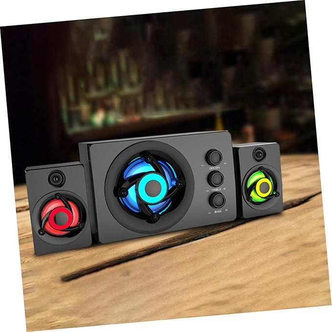 1Set Wooden Multimedia Subwoofer Speaker System Powered Desktop Loudspeaker Box for Laptop and Sound Enhancement