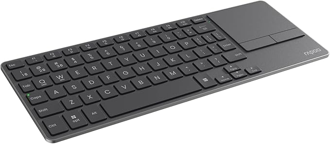 Rapoo Portable Wireless Keyboard with Touchpad Multi-Device HTPC Keyboard for PC-Connected TV/Tablet/Steam Deck/Gaming Console/Raspberry Pi/Mini PC - Support Touch Gestures for Windows &amp Mac Bla