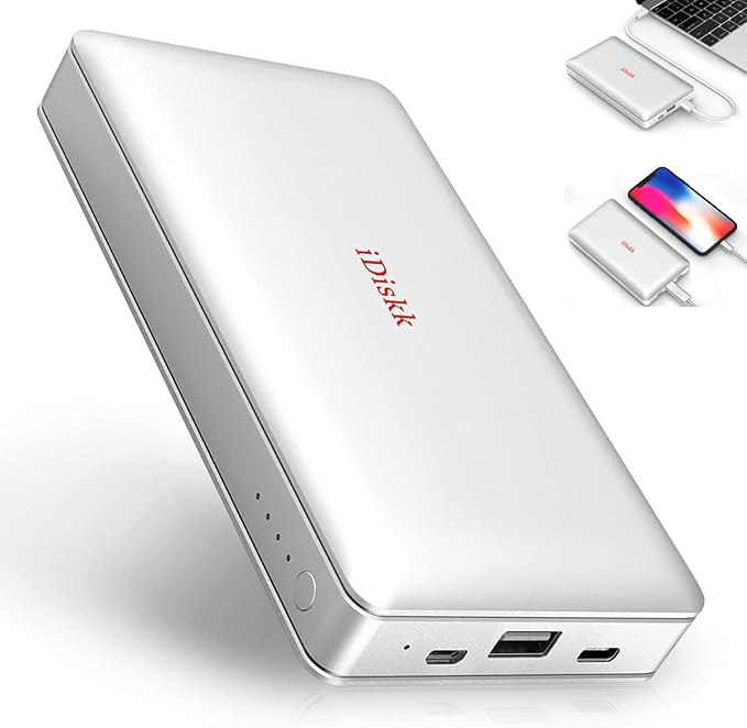 iDiskk App-le Mfi Certified 2TB External Hard Drive for Photo Stick for iPhone 17 and 16iPad Android Phones MaciPhone Photo Stick Photo Storage to Backup Photos | Videos | Files10000mAh Power Bank