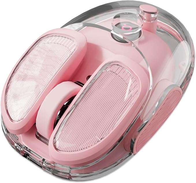 EWEADN Q9 Wireless Clear Mouse Dual Mode Bluetooth &amp 2.4G USB Computer Mouse with RGB Lighting Silent Clicks Multi-Device Compatibility for Laptop PC MacBook iPad Cute Mouse-Pink