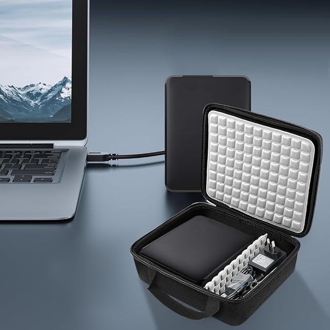 Hard Drive Case for Seagate Expansion Desktop/for Western Digital WD My Book/for Elements External Hard Drive 6TB 8TB 10TB 12TB 14TB 16TB 18TB Portable Desktop HDD (Black+Inside Grey)