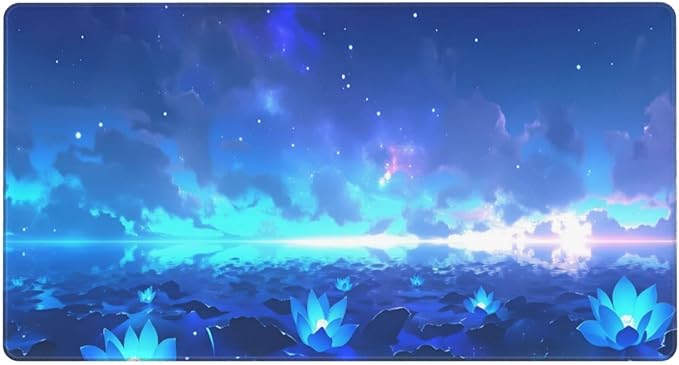 Blue Glowing Night Sky Desk Cover MatExtended Large Mouse PadComputer Laptop Mat Desk Decor for Office Game Home 30x16 Inch