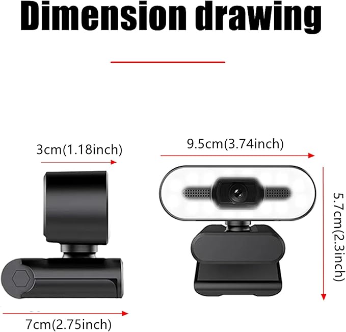 Yoidesu Webcam for PC 1080P HD Webcam with Adjustable Ring Light and Microphone Rotatable Wide Angle Camera Plug and Play USB Web Camera for Wins OS X Laptop Desktop