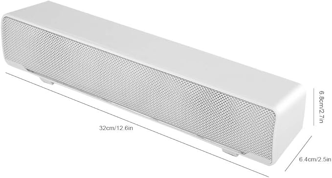 USB Speaker Bar Computer Speaker for Desktop Laptop PC Speaker Small Soundbar with AUX/USB Connection Portable Mini Sound Bar(White)