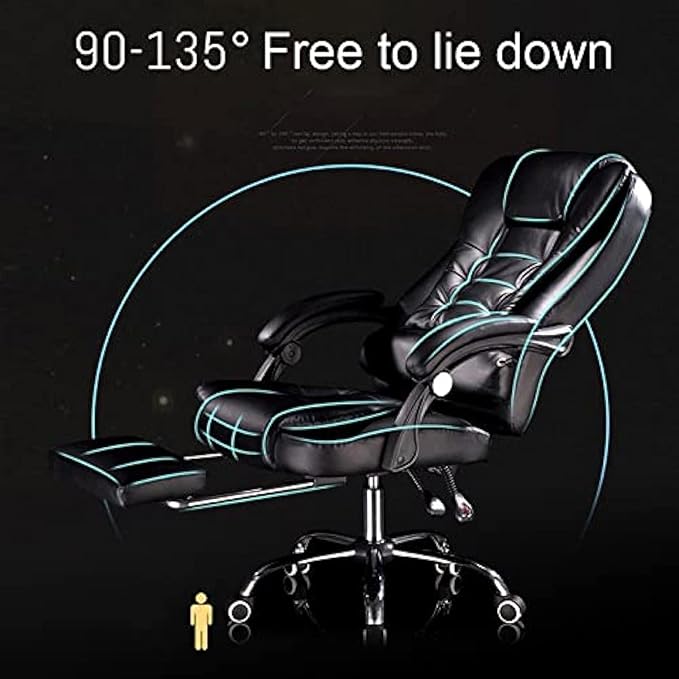 Gaming chair  Executive Massage Computer Chair Heated Office Chairwith 7-Point VibrationRecliner PU Leather High Back Swivel Chair Armchair with FootrestErgonomically Designed ( Color : Brown  S