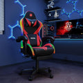 Gaming Chairs for Adults Tall and KidsLumbar SupportLED LightsHigh Back Reclining Computer Chair with Headrest (Black+Red)