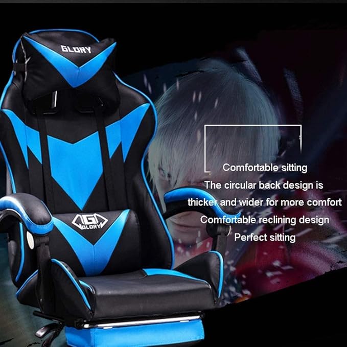 ChairsLeather Gaming Swivel ChairZero Gravity ChairHigh Back Computer ChairAdjustable Recliner Office Chair with Headrest and Lumbar/Black and White