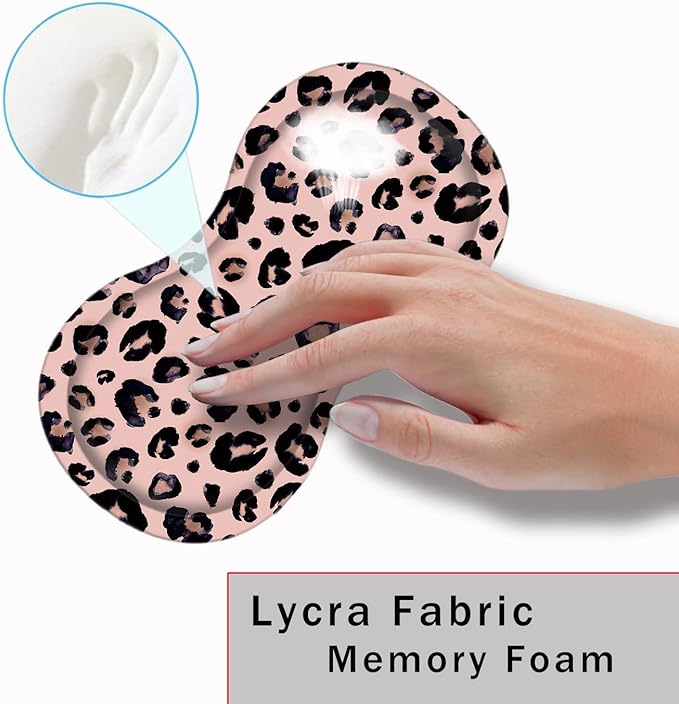 Mouse Pad with Wrist Support + Desk Mat + Coaster 3 in 1 Set XXL Large Gaming Mousepad Ergonomic Mouse Pads for Desk Computer Laptop OfficeCute Leopard