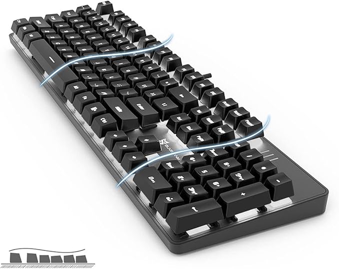 Mechanical Keyboard Gaming Keyboard | Red Switch White Backlit Keyboard | 104 Keys US Layout | Wired Gaming Keyboard | Hot Swappable Mechanical Keyboard | PC Gaming Keyboards (Black)