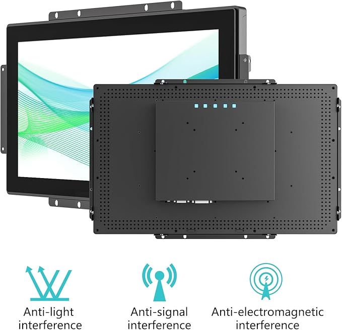 18.5 Inch Open Frame Capacitive Touch LCD Monitor Surface is IP65 Waterproof 1366x768 @ 60Hz TFT LCD IK08 Input Industrial Touch Monitor 10 Finger Capacitive Touch