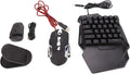 Dilwe One Hand RGB Gaming Keyboard and Backlit Mouse Combo USB Wired 35 Keys Keyboard 6 Keys Gaming Mouse Converter Set with Bracket for PC