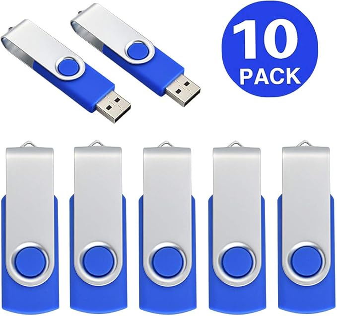 Aiibe 16GB Flash Drive 10 Pack USB Flash Drives 16G USB 2.0 Memory Stick Thumb Drive Data Storage Swivel Keychain Design Pen Zip Drives Wholesale/Lot/Bulk (10 Pack 16GB Blue)