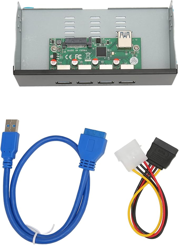USB 3.1 Front Panel Hub 5.25in 4 Ports 10Gbps SuperSpeed Plus Plug and Play Aluminum Alloy Shell for Durability Wide Compatibility with Smartphones Tablets and More