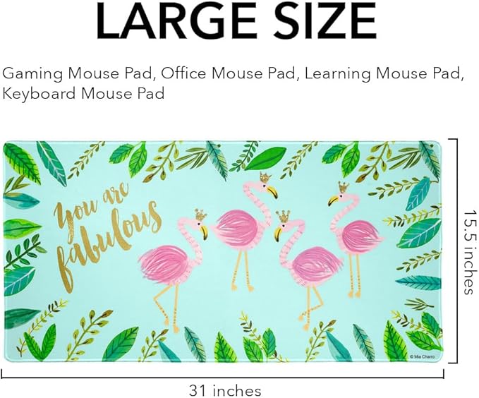 You are Fabulous Flamingos Princesses Crowns Large Gaming Mouse Pad Desk Mat with Stitched Edges Non-Slip Base