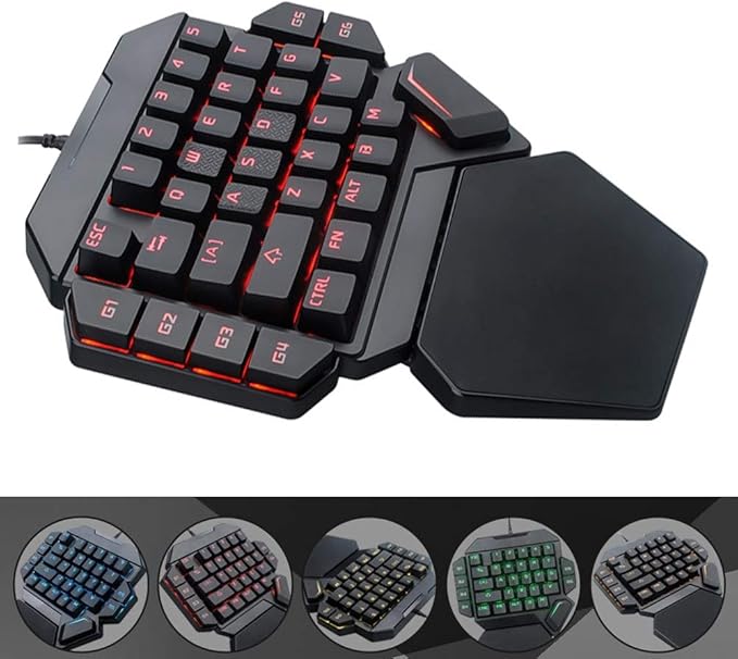 Single Hand Gaming Keyboard Mechanical Gaming Keyboard 35 Keys One Handed Keyboard with RGB Blacklight Small and Portable