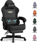 GTPLAYER Gaming Chair with Pocket Spring Cushion Big and Tall Gamings Chairs 350LBS High Back Computer Chair with Footrest for Adults Lumbar Support Swivel Game Chair for OfficeLeather Black-Massage
