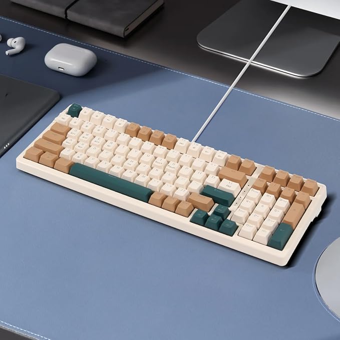 Wireless Mechanical Keyboard Triple Mode 2.4G/USB-C/BT Gaming Keyboards 100 Keys RGB Backlit Brown Switch Rechargeable | Brown Combo