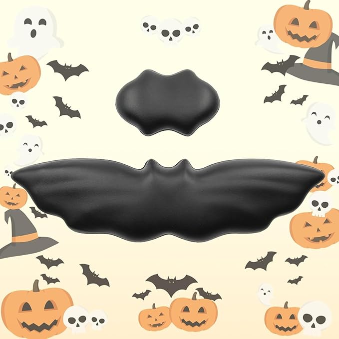 Keyboard Wrist Rest - Soft Leather Halloween Bat Wrist Pad for Mouse Wrist Rest with Non-Slip Base Wrist Pad for KeyboardArm Rest for Desk Computer Laptop Mac Gaming Office Black