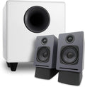 Audioengine A1 Computer Speakers with Subwoofer S8 White and DS1 Stands