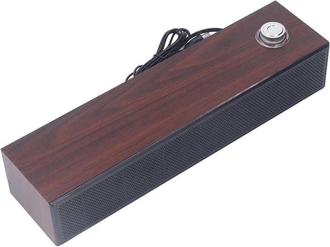 ANGGREK Desktop Computer Soundbar Computer Speakers HiFi Stereo AUX in Wired Plug and Play Volume Control Wooden Low Noise for Laptop