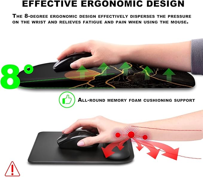 Mouse Pad Wrist Support Ergonomic Mouse Pad with Massage Dot Comfortable Computer Mouse Pad for Laptop Wrist Rest Pain Relief Mousepad with Non-Slip PU Base for Office &amp Home 12 x 8 in