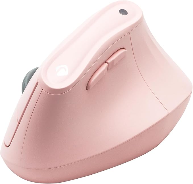 J-Tech Digital Wireless Mouse Vertical Ergonomic Mouse with 2.4G Wireless &amp Bluetooth for 3 Multi-Device Function Adjustable DPI Modes Compatible with PC Mac Laptop - Pink