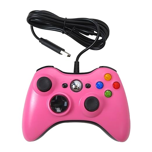 Qblahip USB Wired Vibration Gamepad for Xbox 360 Console and for Windows 10 8 7 PC (Pink)