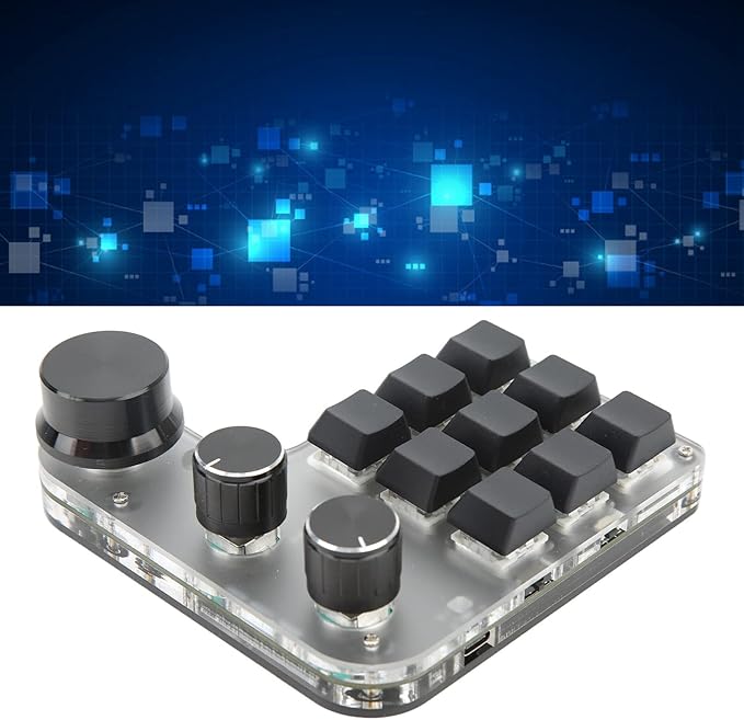 VINGVO One Handed Gaming Keyboard Macro Keyboard Acrylic Macro Keypad with Storage Function for Office Games