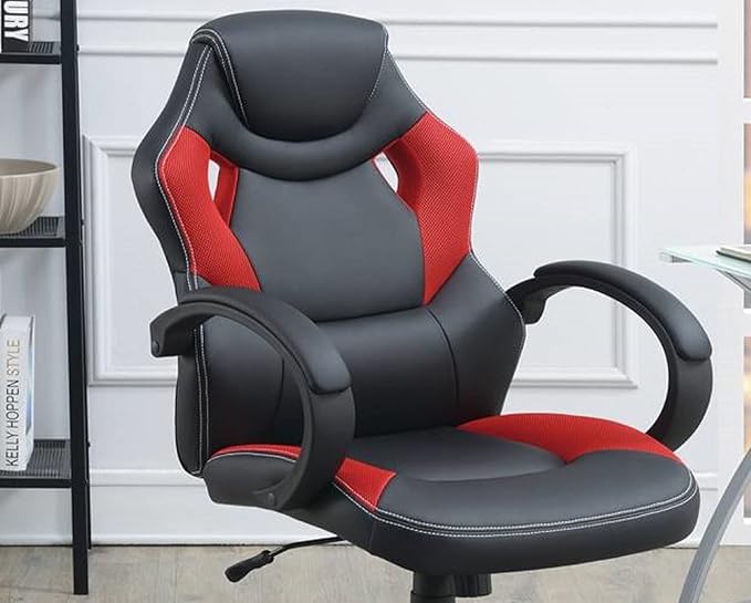 Racing Style Gaming Chair High Back Office Chair with Adjustable Height Red Black Arm Chair Ergonomic Computer Suitable for Comfortable and Casual Use