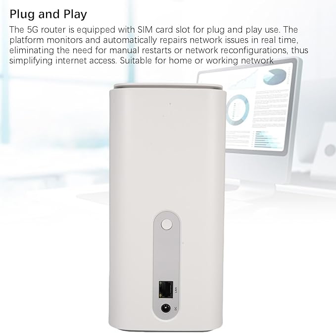 Diyeeni 5G CPE Router with SIM Card Slot 4.67Gbps High Speed Dual Band WiFi 6 Wireless Device 4 x MIMO 5G Cellular Router Dual Band SA NSA for Home Office Indoor (US Plug)