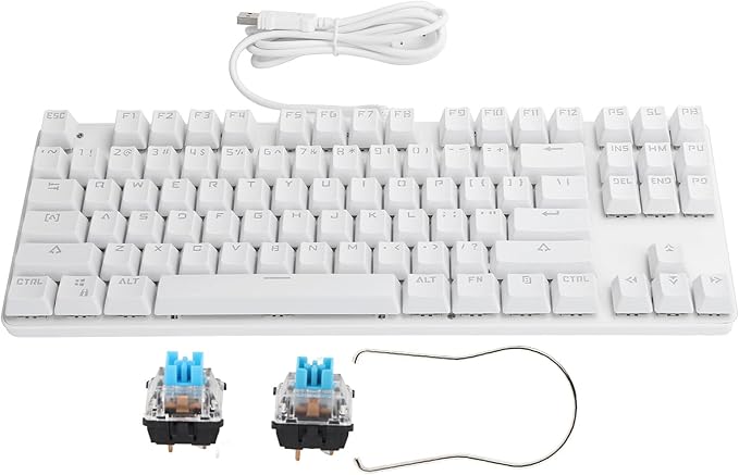 Mechanical Gaming Keyboard 87 Keys USB2.0 Wired Backlight Gaming Computer Keyboard Blue Switch Plug and Play Keyboard Office Supplies