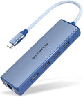 LENTION USB C Hub with 1000M Gigabit Ethernet Adapter 4K HDMI Display 3xUSB-A 3.0 Ports for MacBook Pro/Air/Neo Dell Lenovo HP Laptops and More Stable Driver Certified (C25 Blue)