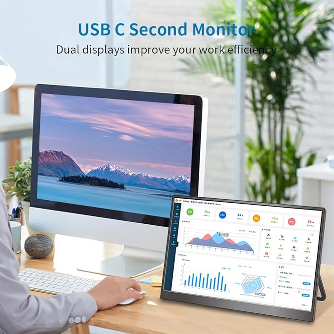 Portable Monitor Touchscreen 14USB-C &amp FHD External Display 100% sRGB Anti-Glare Eye CarePrivacy ProtectionLow-PowerVESA Mountable Travel Monitor for Laptop/Mac/Gaming/Office