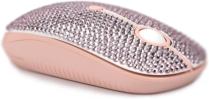 WONGS Luxury Bling Dazzling Pink Austrian Crystal Rhinestone 2.4G Wireless Mouse for Laptop Notebook PC Computer MacBook Girls Gift - Pink