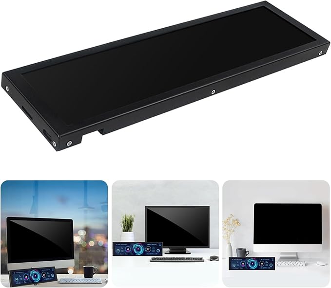 8.8Inch LCD 1920x480 Computer Monitor Chassis Sub-Screen Aluminum Case Real Time Data Tracking Aluminum Alloy Computer Monitor
