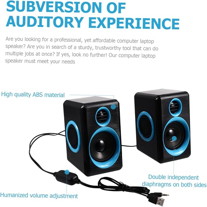 VANZACK Mini Loudspeaker Box USB 2.0 Surround Sound Computer Speaker for Laptop Notebook Desktop Compact Home Office Mini Speaker with Dc 5v Power Portable Audio System