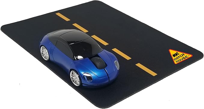 Wireless Car Mouse + Car Mousepad Combo – 2.4GHz Optical Wireless Mouse Cute Novelty Gift for All Ages Ergonomic Design USB Receiver Working Headlights (Pink)