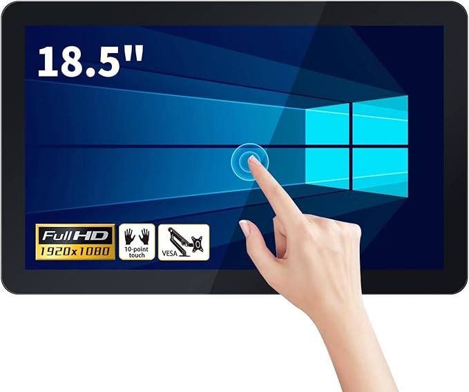 18.5 inch Touchscreen Industrial Computer Monitor Wall Mountable WiFi &amp BT Smart Board for Office &amp Classroom 1080P Display Win-10 Pro Core i3 4GB RAM &amp 128G SSD
