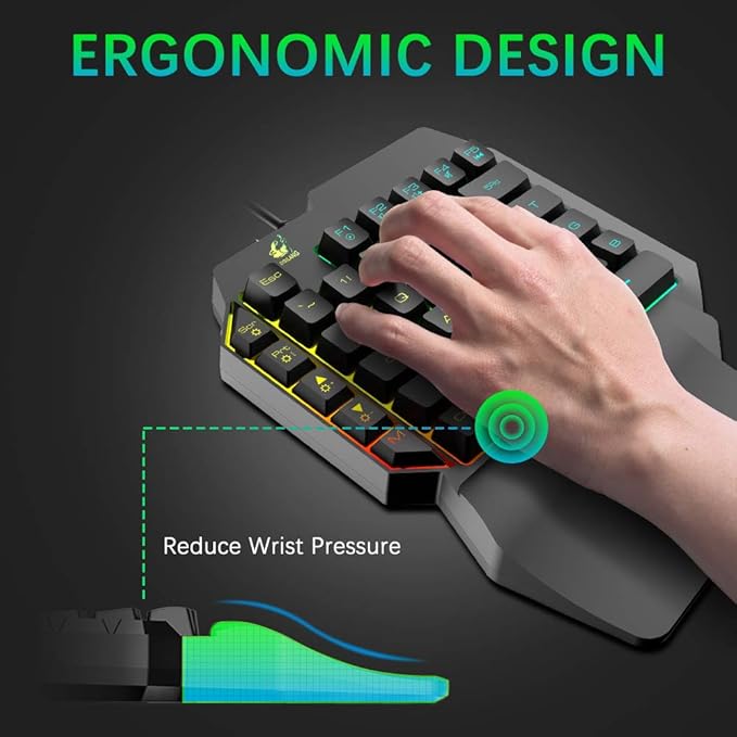 Gaming Keyboard and Mouse Combo Wired 39 Keys Mechanical Feeling Rainbow LED Backlit Keyboard and RGB Gaming Mouse and LED Backlit Converter Compatible with PS4/Xbox One/Nintendo Switch/PS3 /PC