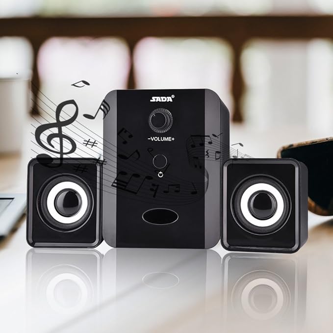 Zerone Computer Speakers Wired Subwoofer Combination Speaker - 3D Stereo Bass Speaker Fits for Computer Laptop TV and Other Audio Devices with USB(Black)