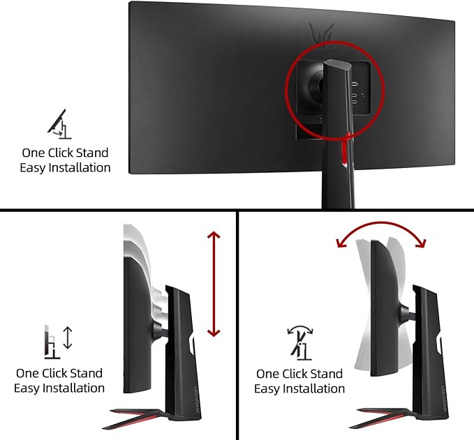 LG 34 Curved Ultragear Gaming Monitor QHD(3440x1440) 160Hz AMD FreeSync HDR10 sRGB 99% Built-in Speakers Multitasking and Content Creation DisplayPort &amp HDMI Tilt/Height Adjustable Stand