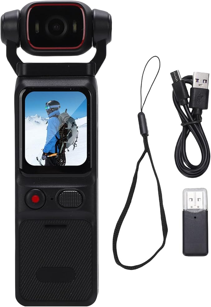 4K Handheld Vlog Camera with 180 Rotation Screen 140 Wide Angle Lens 720P/120fps High Speed Recording 6 Axis Gyroscopefor Videos Travel Car Vlog
