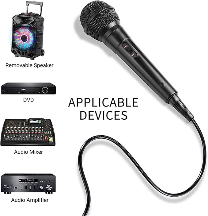 Microphone Professional Cable Dynamic Karaoke Microphone for Singing Metal Handheld Mic Compatible with Karaoke MachineSpeakerAmpMixer Cordless Microphone