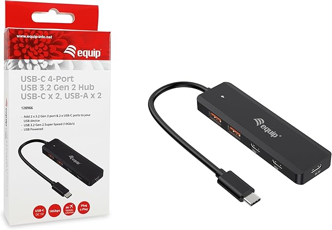 Equip 128966 USB-C 4-Port USB 3.2 Gen 2 (10Gbps) Hub USB-C x 2 USB-A x 2