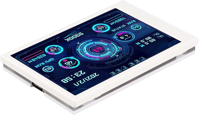VBESTLIFE Computer Temp Monitor 3.5Inch Mini USB C PC Temperature Display CPU Data Monitor PC Sensor Panel Display for DIY Computer (White)