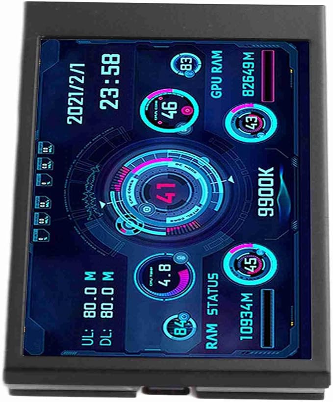 ZJchao Pc Temperature Display 3.5in Computer Temp Monitor Full View Display Computer Temp Monitor Computer Temperature Display with Stand for aida64 PC CPU RAM Hard Disk Data