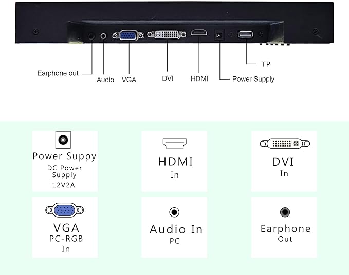 VSDISPLAY 12.1 Inch 10 Points Touch Screen Industrial LCD Monitor 1024x768 4:3 Aspect Ratio Display with Wall Mounting BracketsSupports VGA DVI Input