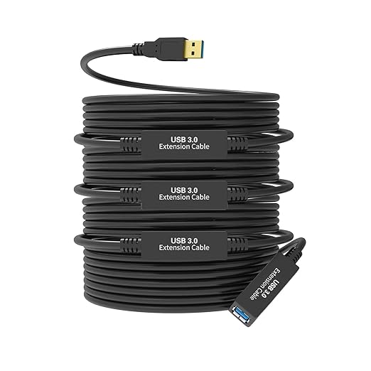 100FT USB 3.0 Active Extension Cable USB 3.0 Extension Cord A-Male to A-Female With High-Speed Data Signal Amplifier Compatible With Quest 3VRRift360 KinectXboxWebcamPS4 HD Camera or More