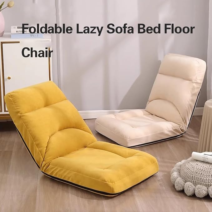 ELEFOCUS Adjustable Lazy Sofa Couch - Folding Floor Gaming Chair with 5 Positions Padded Sleeper Bed for Adults Recliner Sofa Chair(Gray-1)