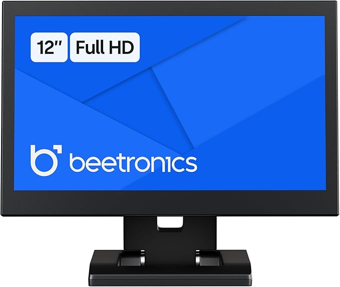 Beetronics 12-Inch Full HD IPS Monitor - Professional Industrial-Grade Display | HDMI VGA BNC RCA Inputs | Durable Metal Housing Matte Screen 24/7 Continuous Operation Wide Viewing Angle 12HD7M